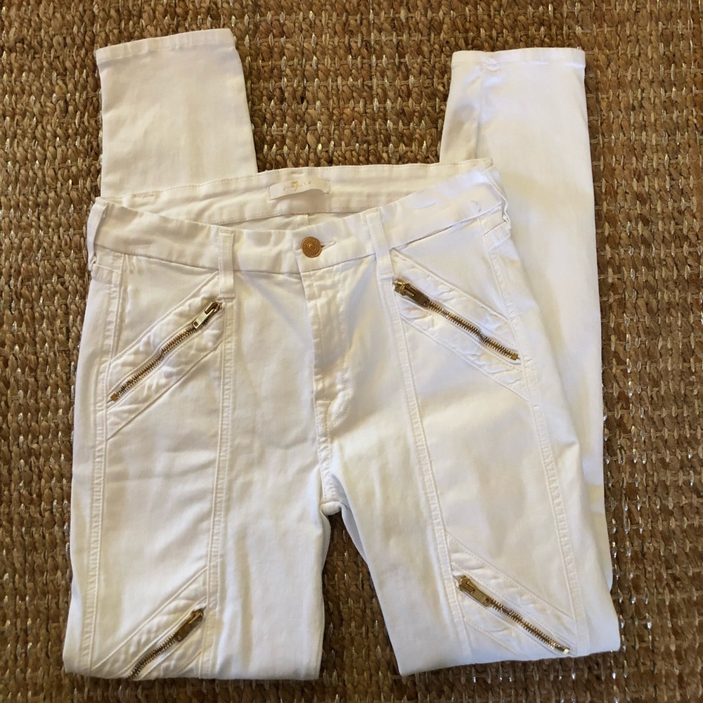 7 FAM white skinny jeans.